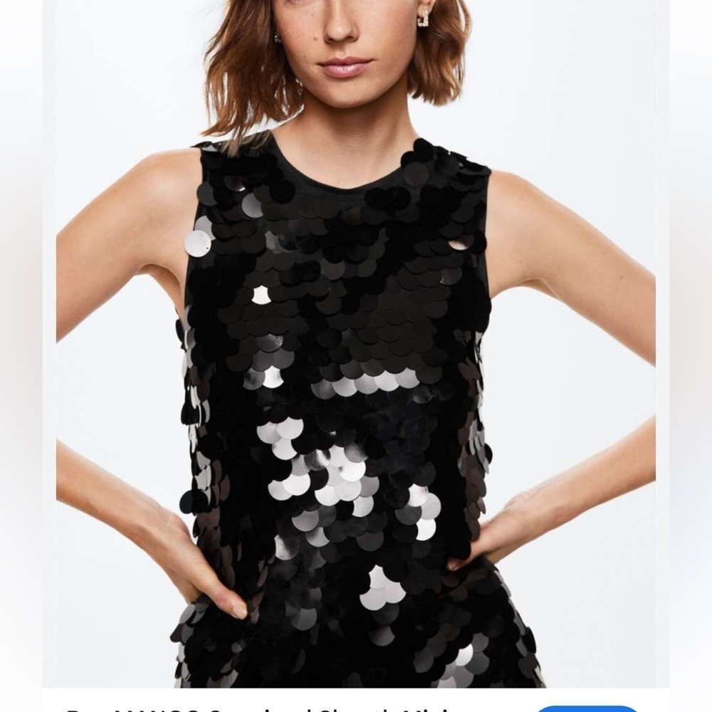 Vintage Hand-Beaded Black Sequin Sleeveless Top – Size 36 (Approx. S)